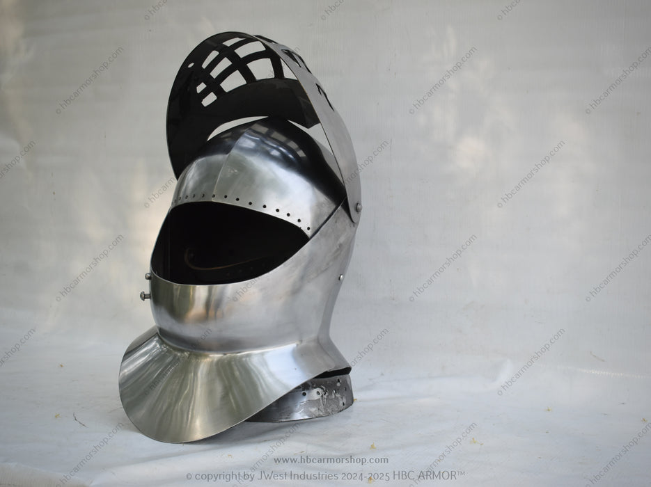 SCA Knight Helmet with Face Protection Knight's Steel Combat Helmet Customizable SCA Knight Helmet Knight's Tournament Helmet for SCA
