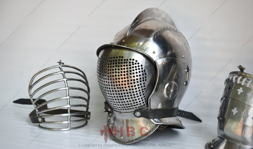 Landsknecht kit, and as for the helmet, I know that the most common would be a Burgonet, and a sallet for an early one