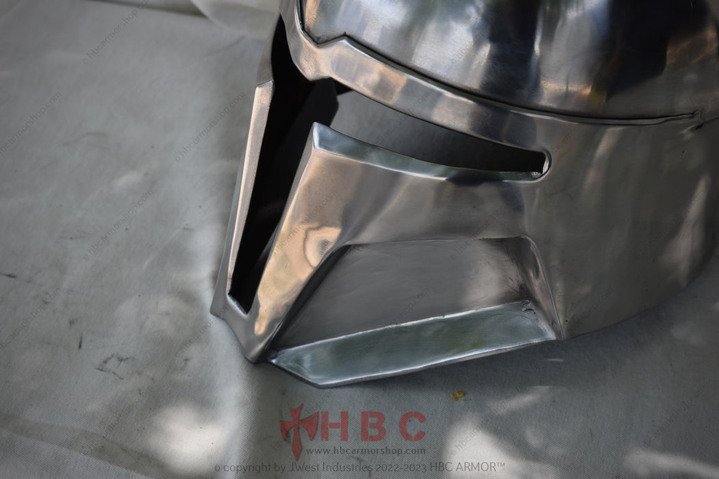 HBC Armor™ Hand-Forged Metal Heavy Infantry Helmet|Mandalorian Metal Helmet|Mandalorian Cosplay helmet|LARP Helmet Mild steel 18 G