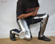 Churburg castle-inspired leg guards Churburg knight leg armor Artisanal Churburg leg greaves Churburg medieval reenactment leg armor