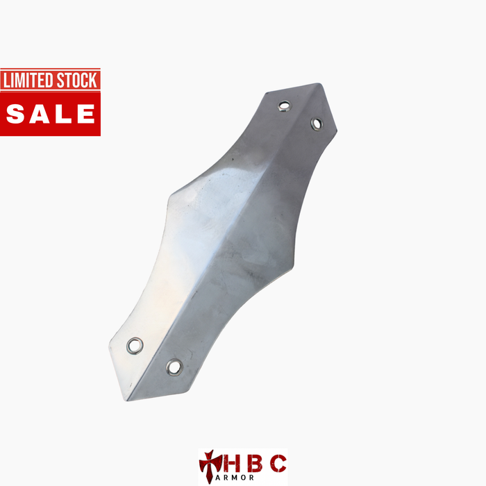 A metallic silver shield-shaped mounting bracket with three pre-drilled screw holes, shown on a light gray background with a red 'LIMITED STOCK SALE' banner in the top-left and an 'HBC ARMOR' logo at the bottom.