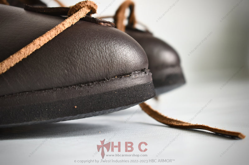 Medieval Combat Leather Boots with 2mm Thick Leather and Reinforced Rubber Soles - Black and Brown Options