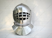 Kolbenturnier Visor Lock Helmet Kolbenturnier Steel Combat Helmet Buff Polished Kolbenturnier Helmet Kolbenturnier Helmet with Neck Protection