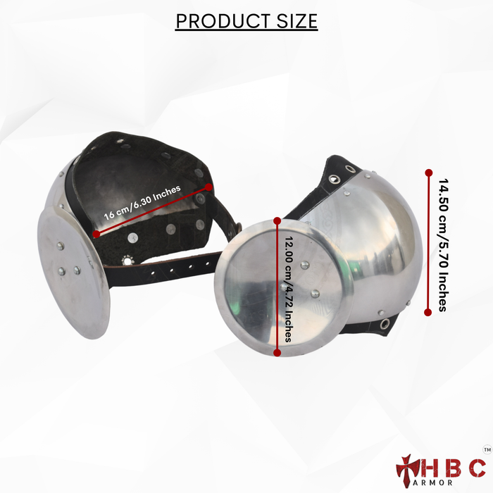 Product size diagram showing a metal and black protective headguard with red dimension lines and text indicating measurements of 16 cm by 12 cm by 14.50 cm on a white background.