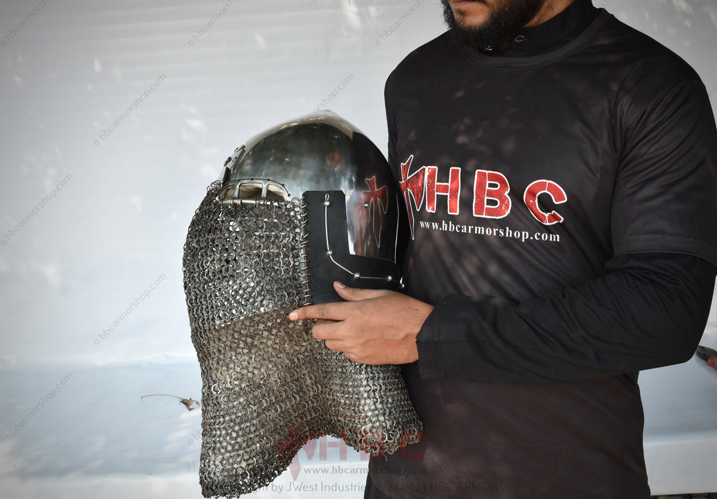 Hand Forged Stainless Steel English Cross Helmet for Medieval Combat Sports/Buhurt/SCA/HMB/ACL Medieval Armoured combat