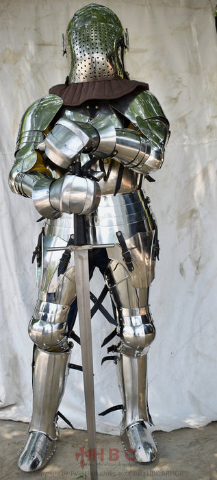 Full medieval combat armor Historical reenactment armor set Complete medieval battle gear