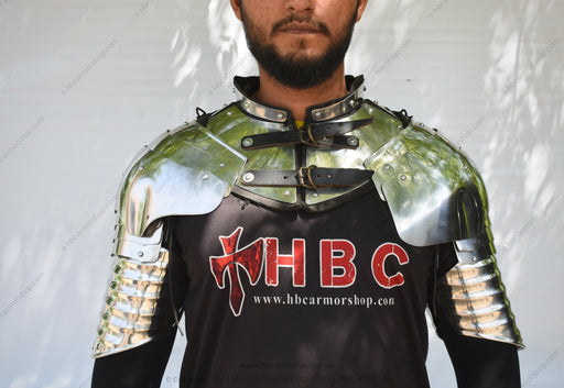 Renaissance Festival Costume Armored Shoulder Protection Leather and Metal Armor