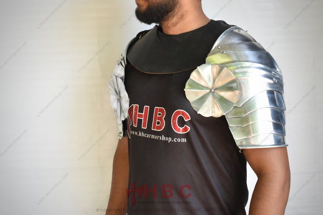 Hand Forged Gothic knight Pauldrons with rondel — HBC Armor Shop