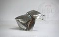 A polished metallic steel armor piece, likely a medieval helmet or visor component, displayed on a light gray background with a faint HBC Armor logo watermark.