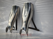Medieval shin guard Single part greave Front part leg armor Combat sports gear