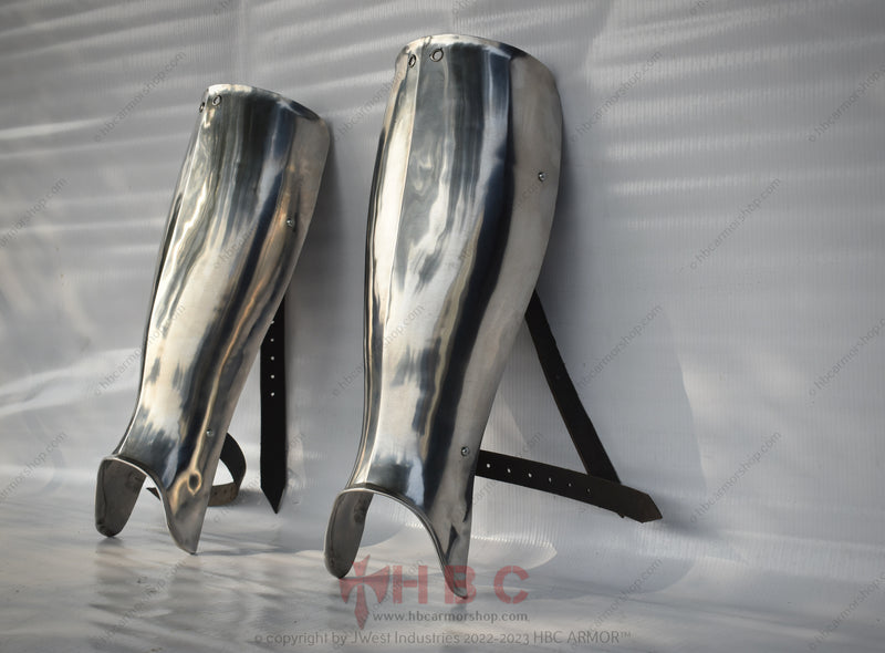 Medieval shin guard Single part greave Front part leg armor Combat sports gear