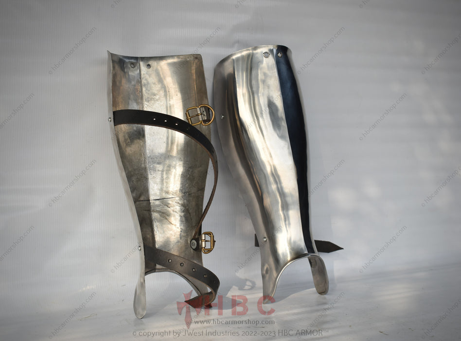 Metal shin protection Battle-ready leg gear Historical sports equipment