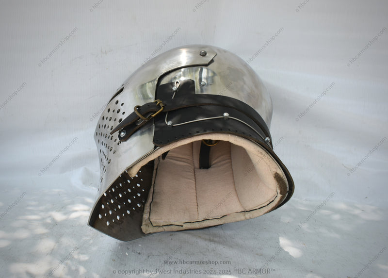 Handforged Crusader Helmet for Medieval Combat Griffon Crusader Helmet for SCA Armored Combat Medieval Handforged Helmet for HMB