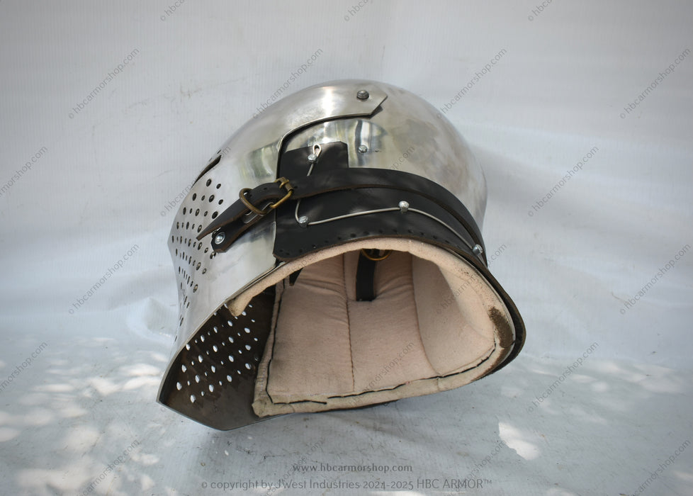Handforged Crusader Helmet for Medieval Combat Griffon Crusader Helmet for SCA Armored Combat Medieval Handforged Helmet for HMB