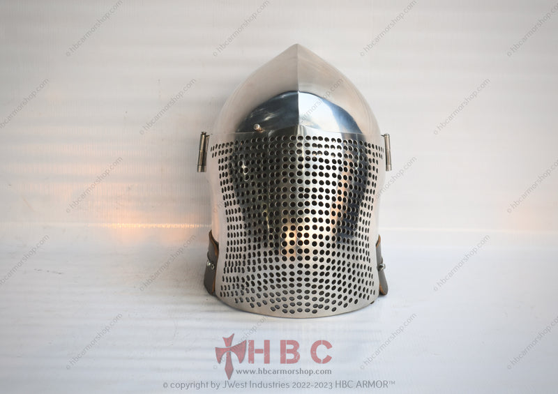 MedievalCombatGear HandForgedHelmet IMCFGear ACLCombatHelmet SCAArmor BattleReadyProtection MedievalSportingGoods HoleFaceVisor AuthenticCraftsmanship
