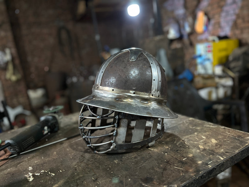 Varangian Valor: Steel Helmet for SCA Combat Legal Armor/Medieval SCA Combat Helmet