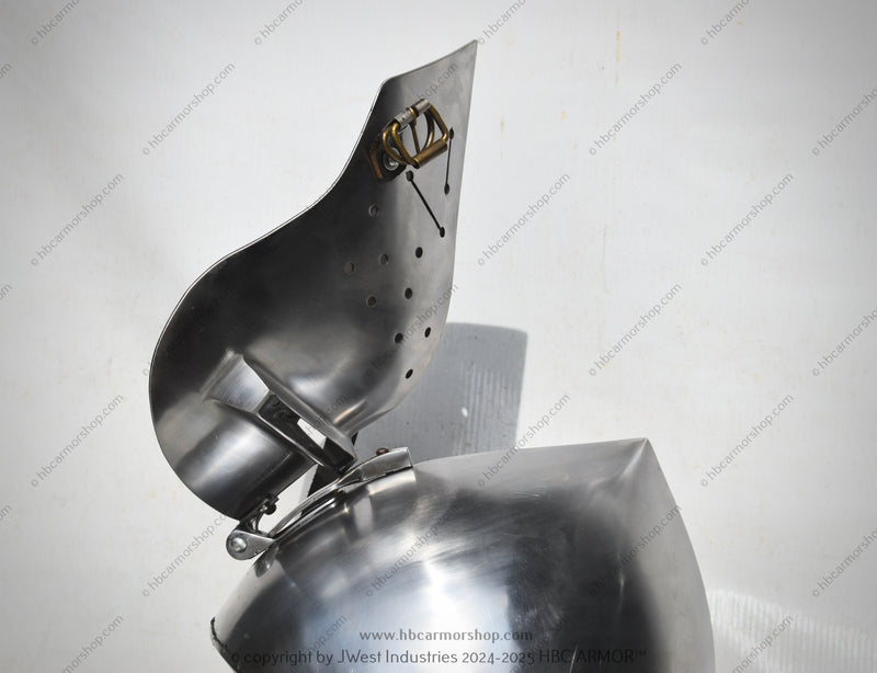 Hand-Forged 14th Century garlic head Klappvisier Bascinet Helmet | 14th Century Italian Medieval Helmet | Buhurt, IMCF, SCA, HEMA & Reenactment