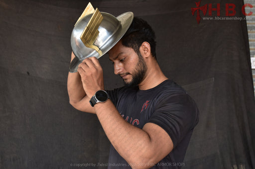 Hand-Forged Jay Garrick Inspired Metal Helmet with Brass Wings