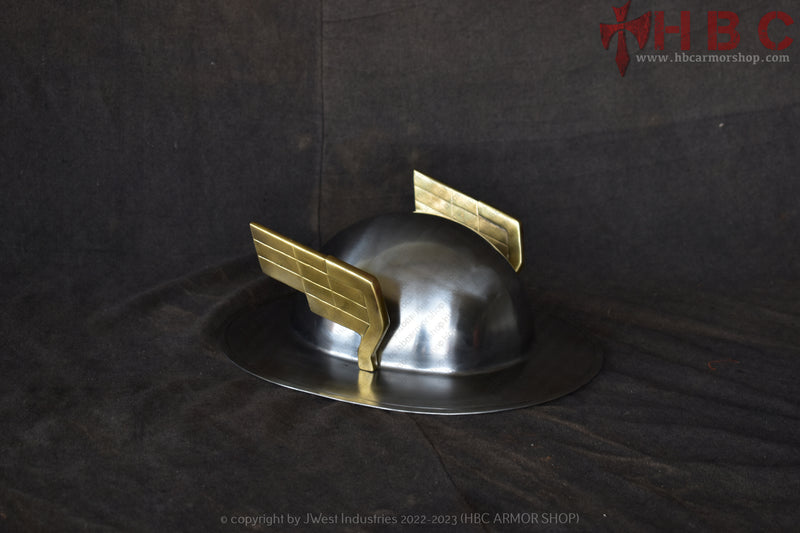 Vintage Superhero Winged Steel Helmet for Display Comic Book Inspired Winged Metal Helmet for Cosplay Events