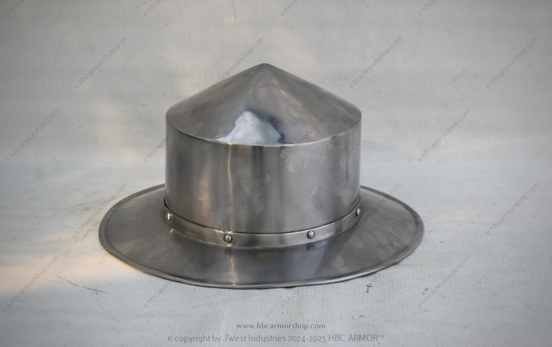 Medieval Kettle Hat Pointed Pot Helmet | LARP Cosplay Helmet|Medieval reenactment Helmet