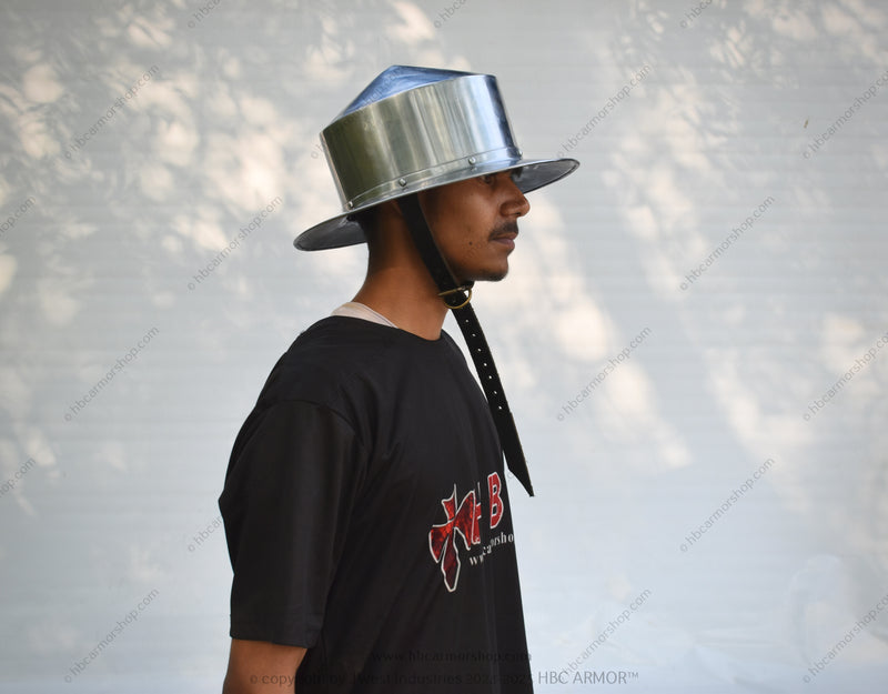 Medieval Kettle Hat Pointed Pot Helmet | LARP Cosplay Helmet|Medieval reenactment Helmet