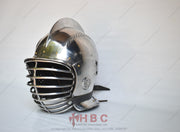 HBC Armor's Hand Forged Medieval Landsknecht Burgonet Helmet with Interchangeable Visors is designed for individuals who value authenticity, history, and adaptability in their armor. It's a symbol of passion, innovation, and unwavering dedication.