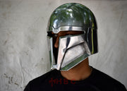 Striking Mandalorian armor with unique markings and formidable presence. Mandalorian warrior donning battle-ready armor, representing the indomitable spirit of Mandalore.