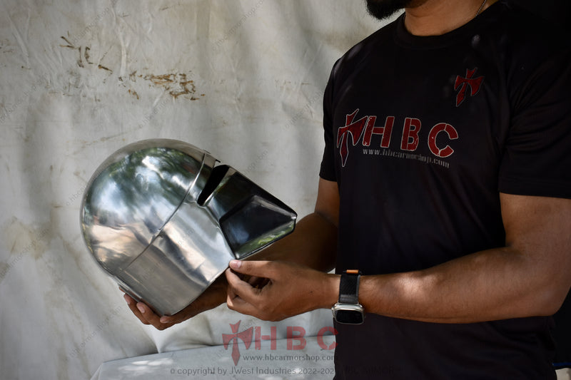 HBC Armor™ Hand-Forged Metal Heavy Infantry Helmet|Mandalorian Metal Helmet|Mandalorian Cosplay helmet|LARP Helmet Mild steel 18 G