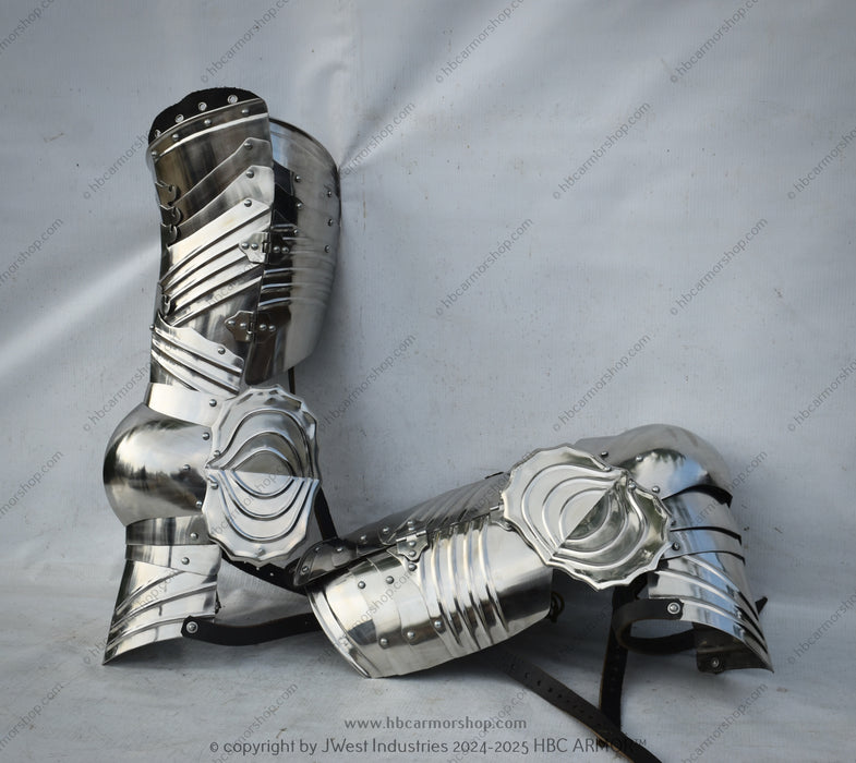 "Shop the exclusive handforged Gothic Armor Set by HBC Armor. Perfect for Buhurt, SCA, LARP, cosplay, and reenactments. Premium steel craftsmanship for ultimate durability."