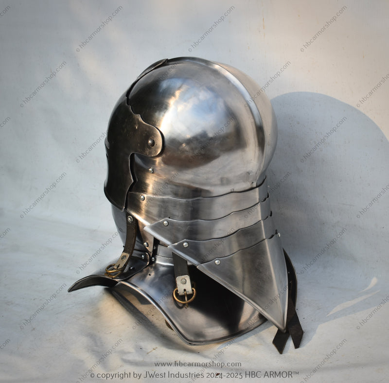 Handmade Metal Visored French Sallet Helmet with Bevor/15th Century
