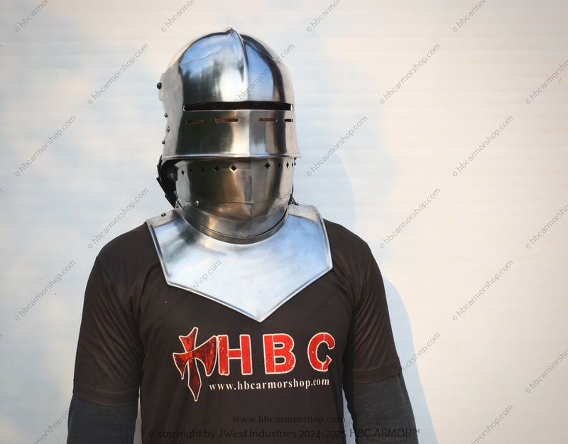 Battle-Ready 15th Century French Sallet with Movable Bevor
