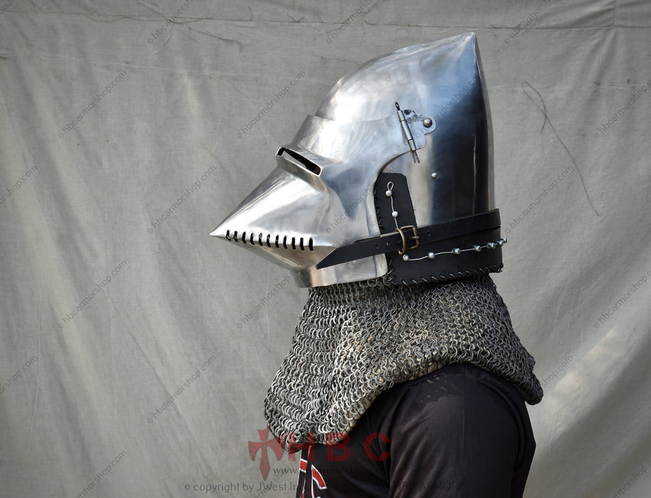 Traditional Milanese Bascinet Authentic historical armor Reenactment headwear craftsmanship