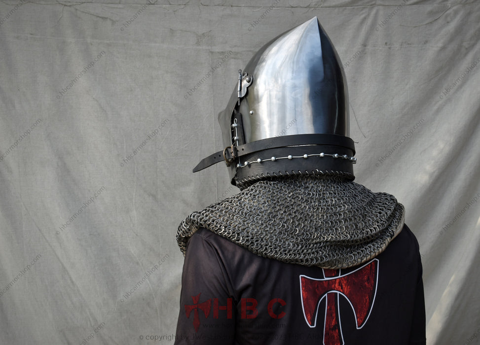 Milanese Bascinet reproduction Medieval reenactment headpiece Historical armor for reenactors