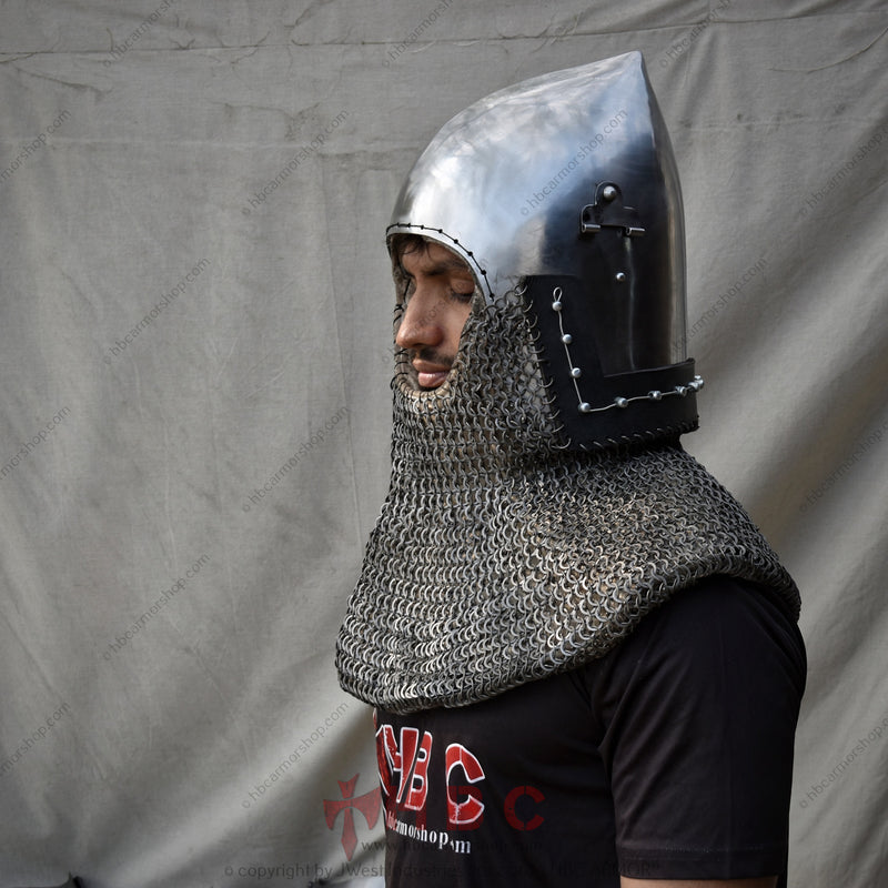 Medieval Milan hound skull Bascinet helmet / Medieval reenactment helmet