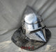 Historical helmet craftsmanship Medieval battle helmet Milanese armor reenactment