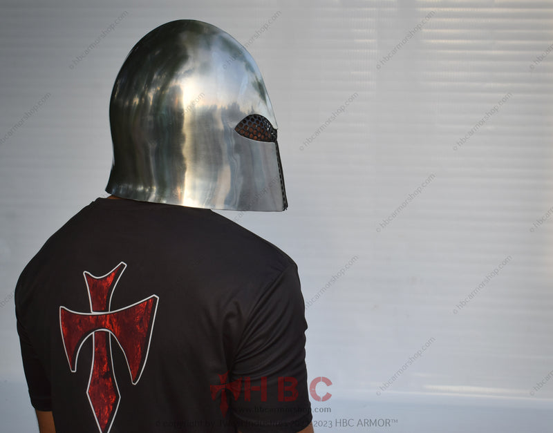 Hand-Forged Knight's Hope Helmet - SCA Armor Combat Ready