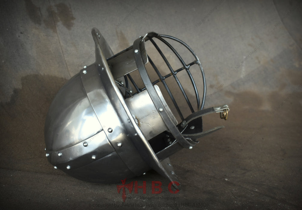 Varangian Valor: Steel Helmet for SCA Combat Legal Armor/Medieval SCA Combat Helmet
