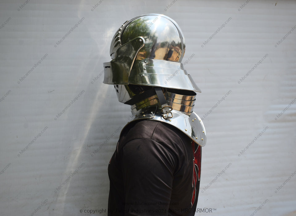 gothic motorcycle helmet Visored Sallet Helmet with Bevor late 15th century Medieval Sallet hel — HBC Armor Shop
