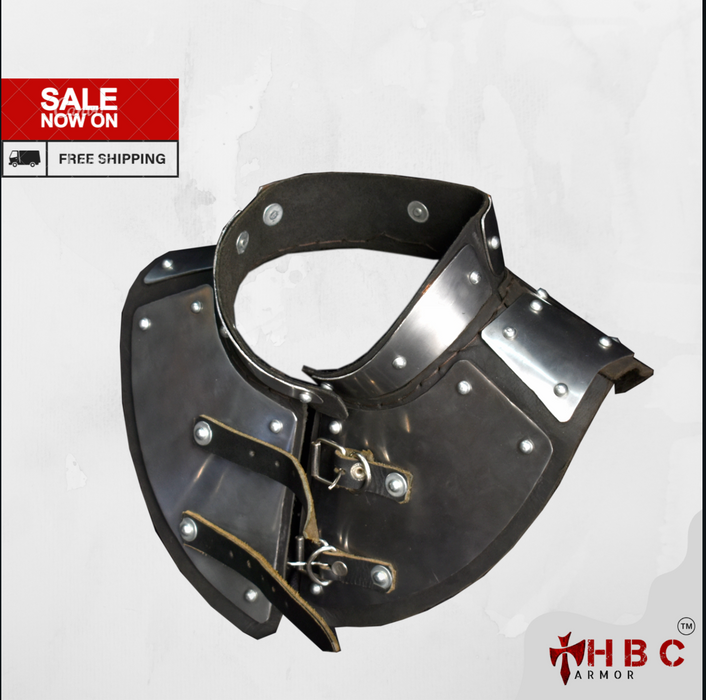 Black armor piece with metallic accents on a white background, featuring a 'HBC Armor' logo.