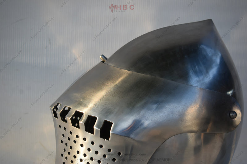 Duelist helmet for sale Custom medieval helmets High-quality bascinets Spoleto bascinet