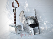 Leather-Wrapped Handle and Etched Details on Mjolnir Hammer