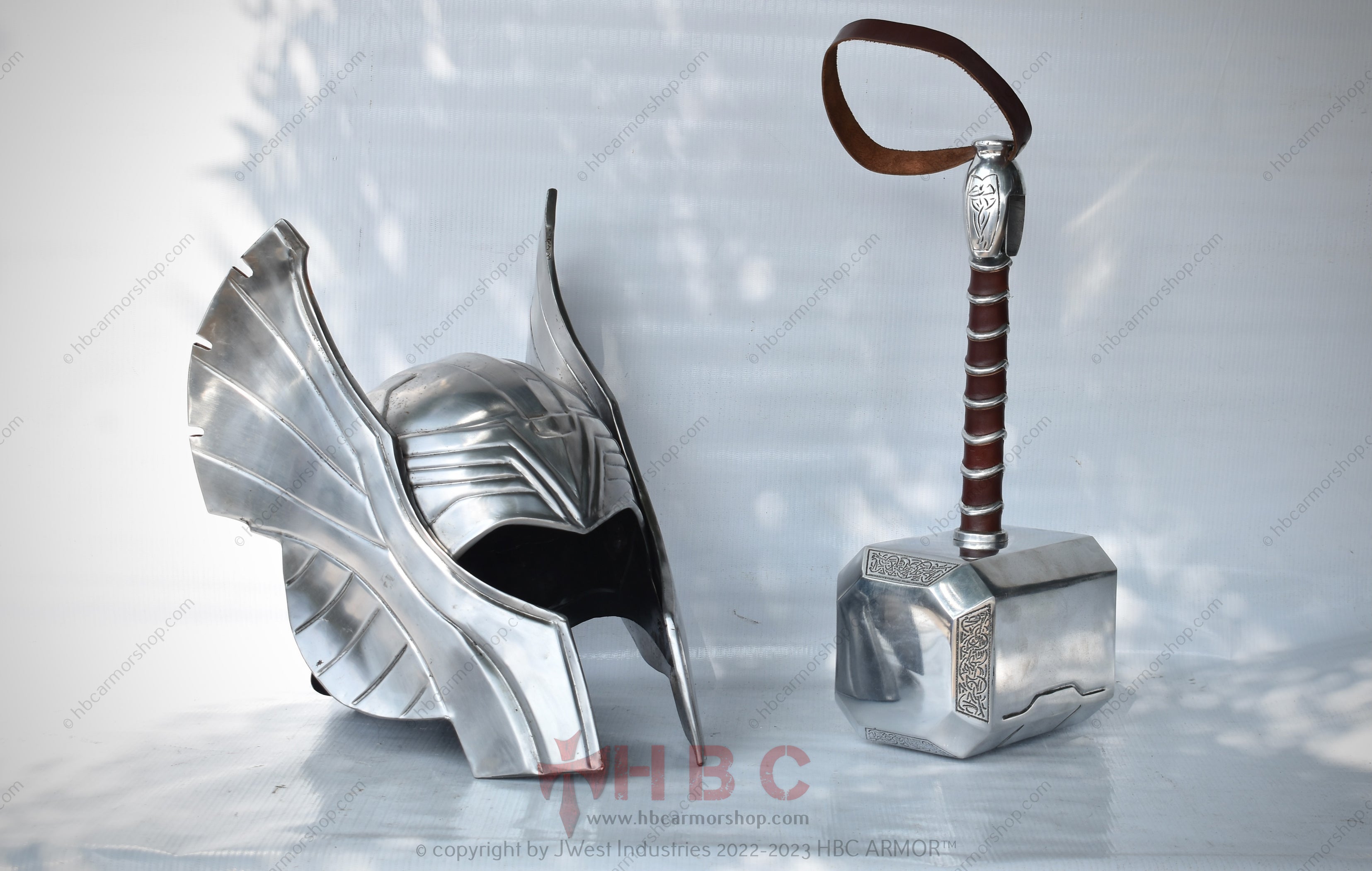 Metal Thor Helmet & Mjolnir Hammer Combo — HBC Armor Shop