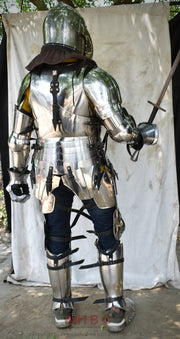 Reenactment-ready full suit of armor Custom-fit medieval battle gear Historical armor set for reenactors
