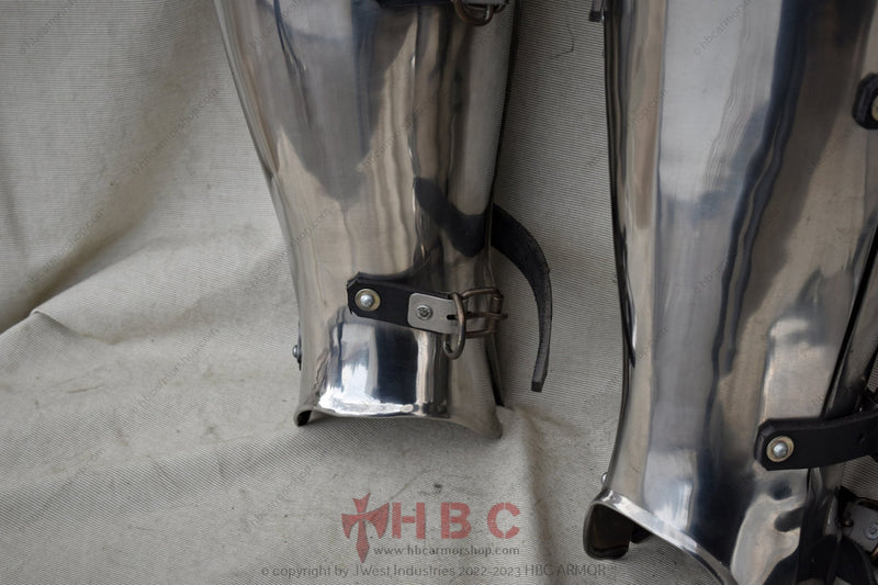 Full-contact shin guards Historical leg armor Buhurt combat greaves Steel shin plates
