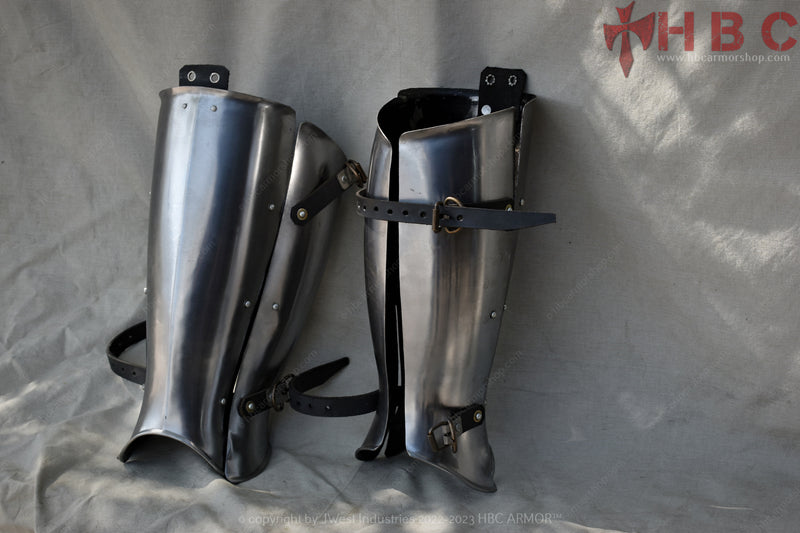 three plate greave medieval leg armour