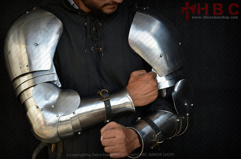 Custom-Made European Anatomical Arms with Pauldrons – Medieval Armor Set
