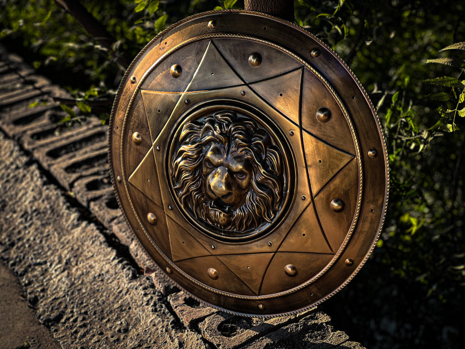 lion face metal shield