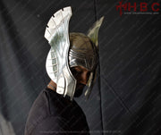 Thor inspired medieval style helmet in polished metal