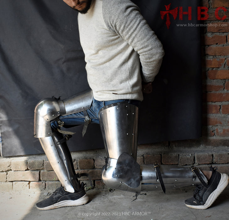 tempered steel leg armour