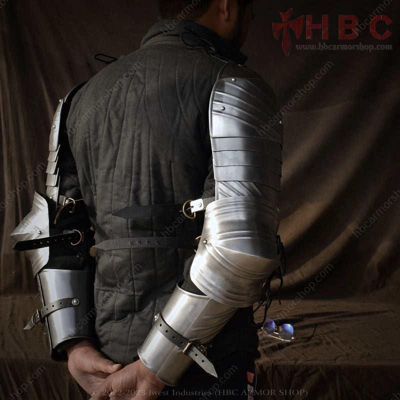 Steel Arm Harness with Besagews
Buhurt Arm Protection
SCA Combat Armor
Full Contact Armor
LARP Medieval Armor
Historical Reenactment Armor
Medieval Plate Armor for Sale